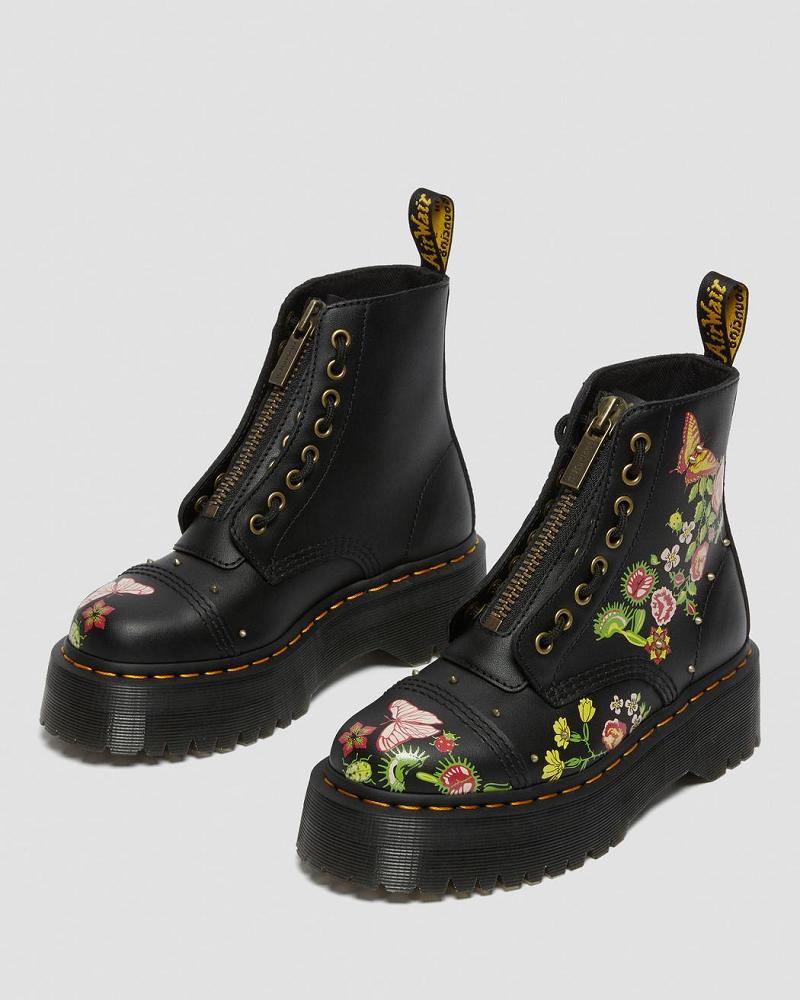 Botas Plataforma Dr Martens Sinclair Floral Bloom Cuero Mujer Negros Multicolor | MX 529RVD